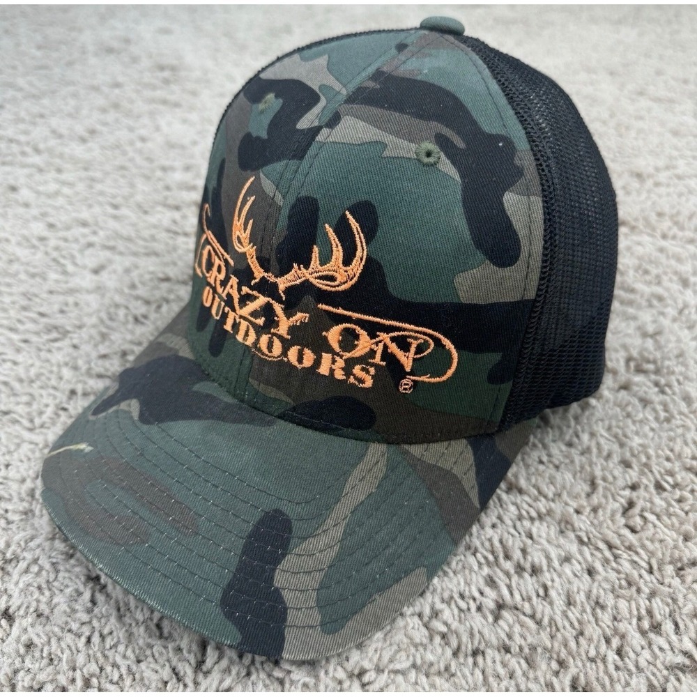 Crazy On Outdoors Hat Richardson 112 Camo Trucker Snapback Mesh Horn Rack Capq